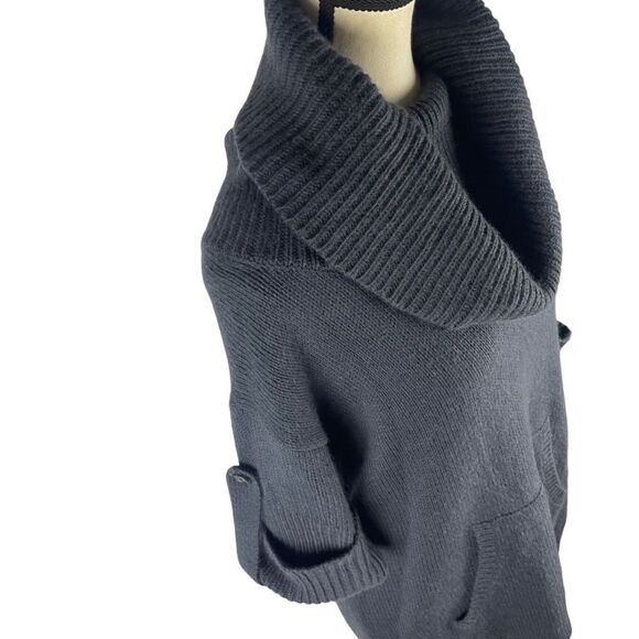 BCBG maxazria long dark grey wool blend short sleeve sweater turtleneck sz S - Picture 3 of 9